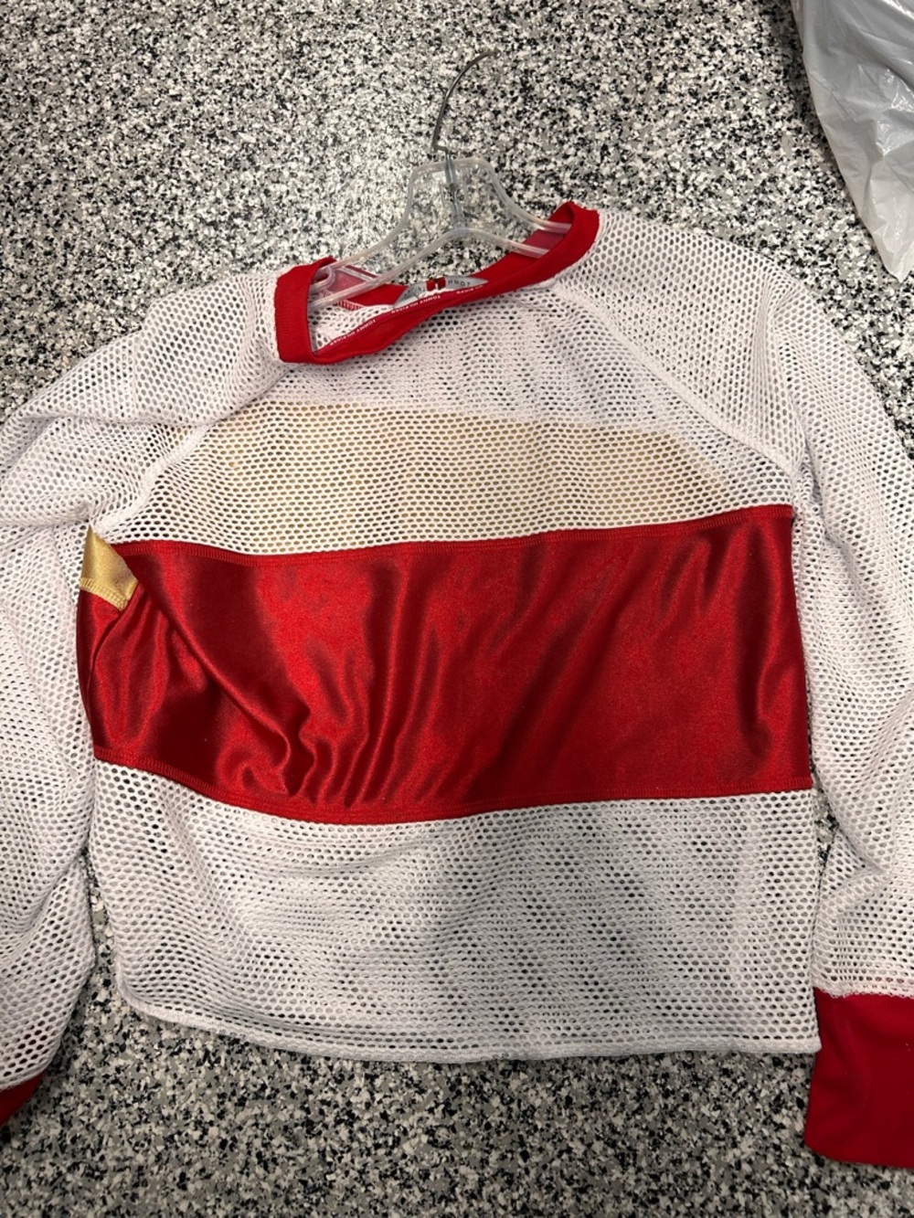 Tommy Hilfiger White Mesh Pullover with Red Trim and Gold Accent - Picture 3 of 3